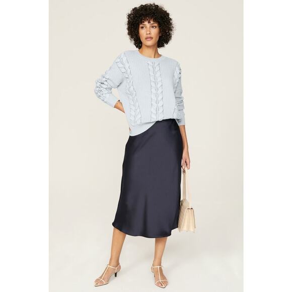 CLUB MONACO Baby Blue Woven Detail Cable Knit Sweater Size Medium - Picture 1 of 9